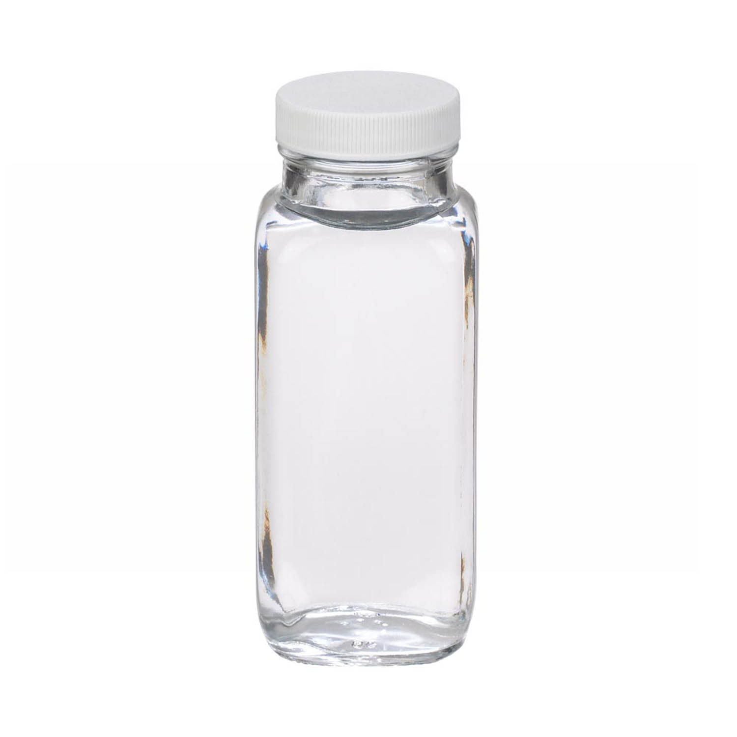 WHEATON 250mL 無色透明法國方形瓶 白色聚丙烯蓋 PTFE表面的聚乙烯墊 24個/盒