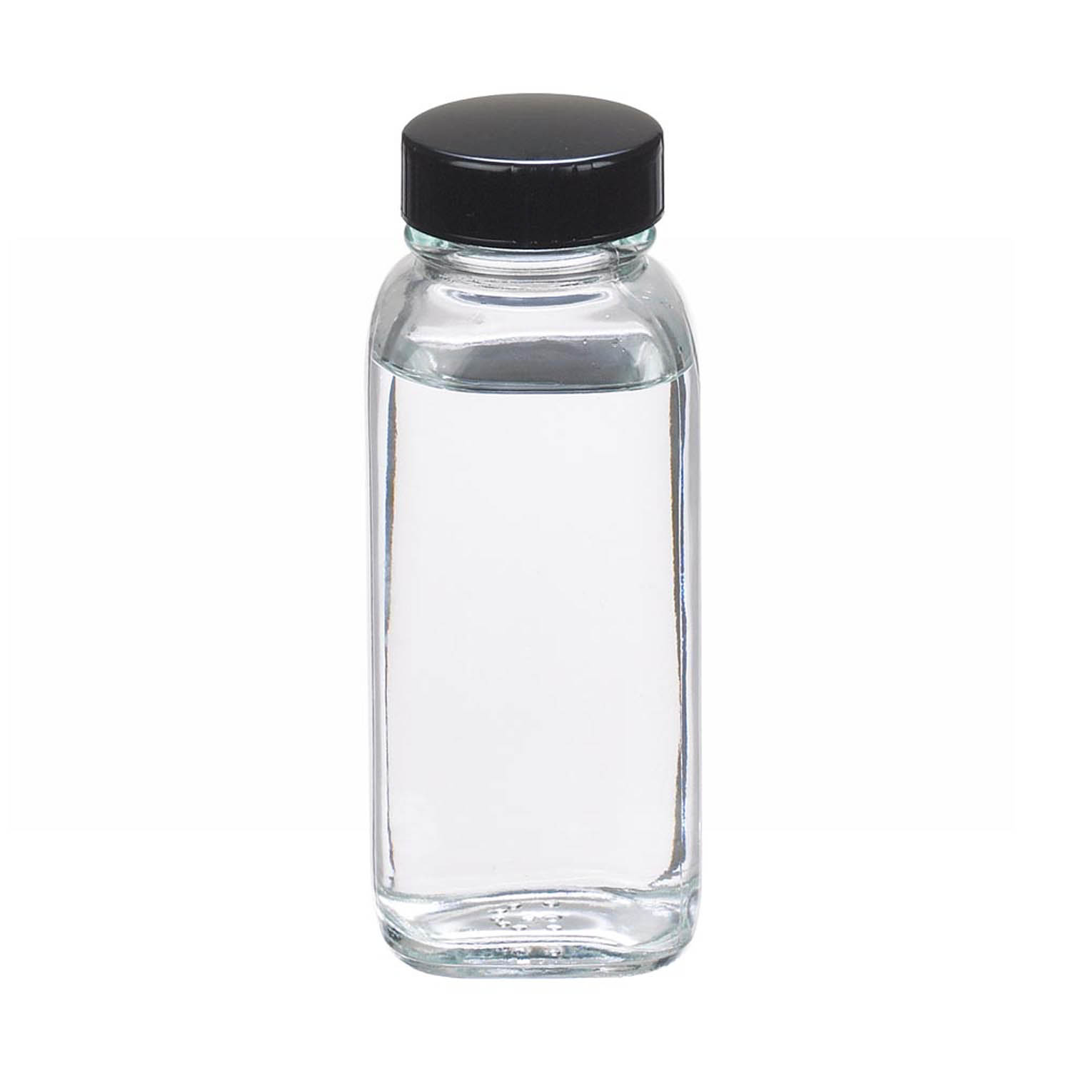 WHEATON 125mL 無色透明法國方形瓶 黑酚醛樹脂蓋 橡膠墊 24個/盒