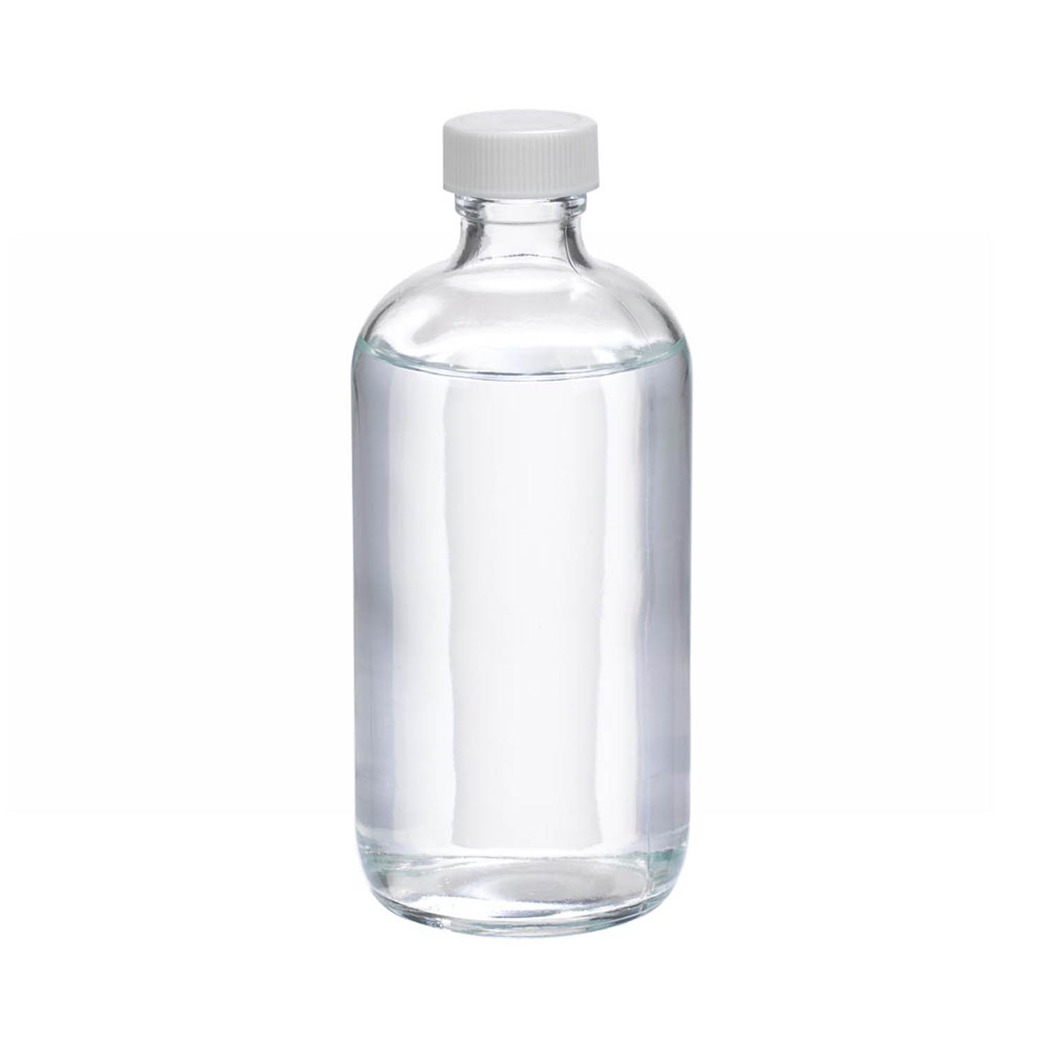 WHEATON 250mL 無色透明波士頓圓形瓶 白色聚丙烯蓋 PTFE表面的聚乙烯墊 12個/盒